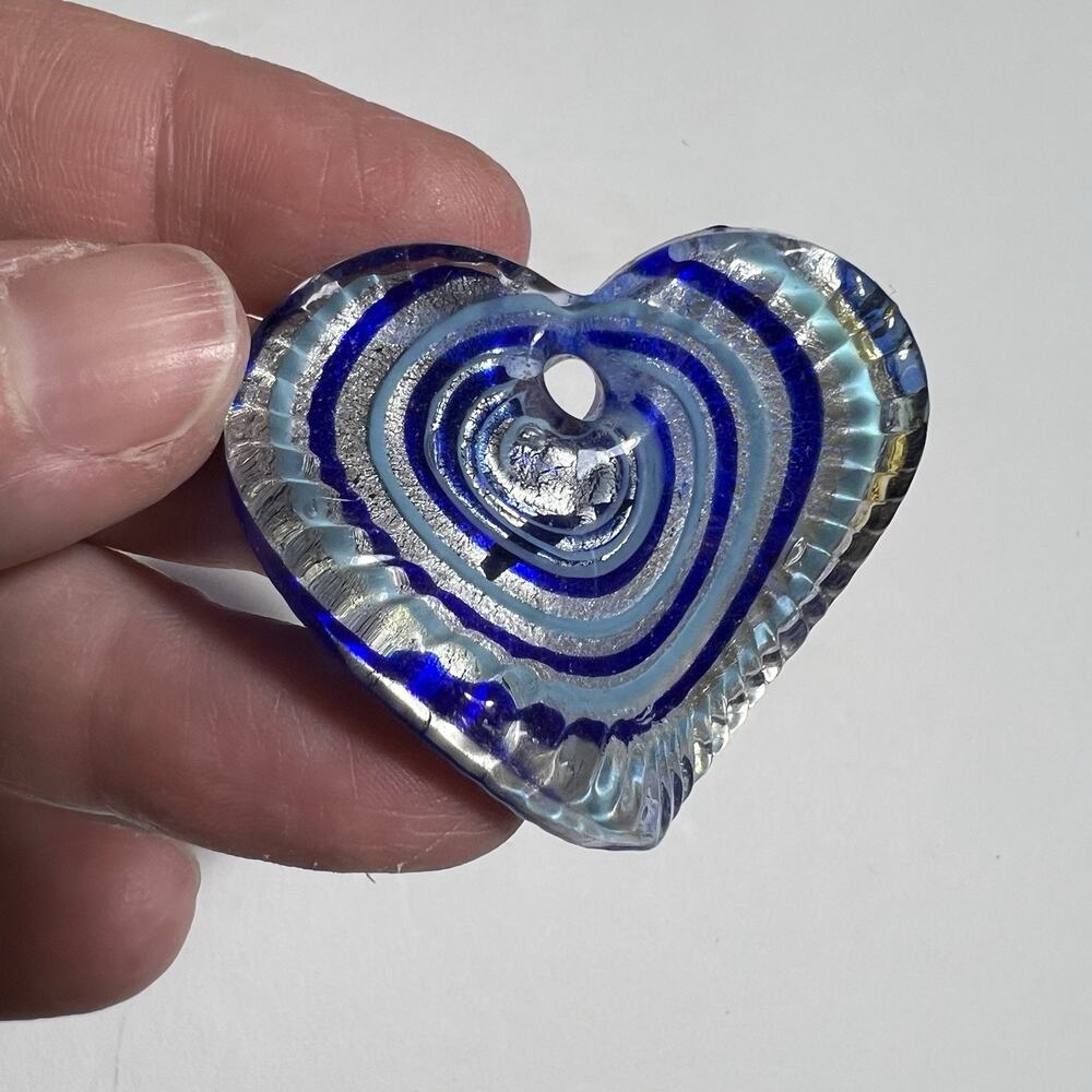Blue Moon Beads Bead Bazaar Blue Glass Heart Pendant Murano Style Jewelry Making